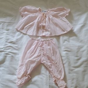 Vintage newborn 2 pc outfit, light pink
